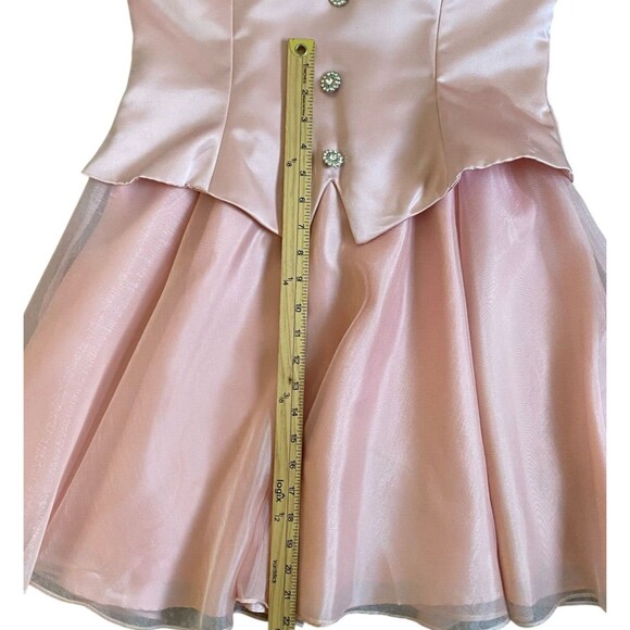 Dave and Johnny Cocktail Mini Dress L Tuxedo Pink Satin Rhinestones Burlesque - Picture 10 of 15